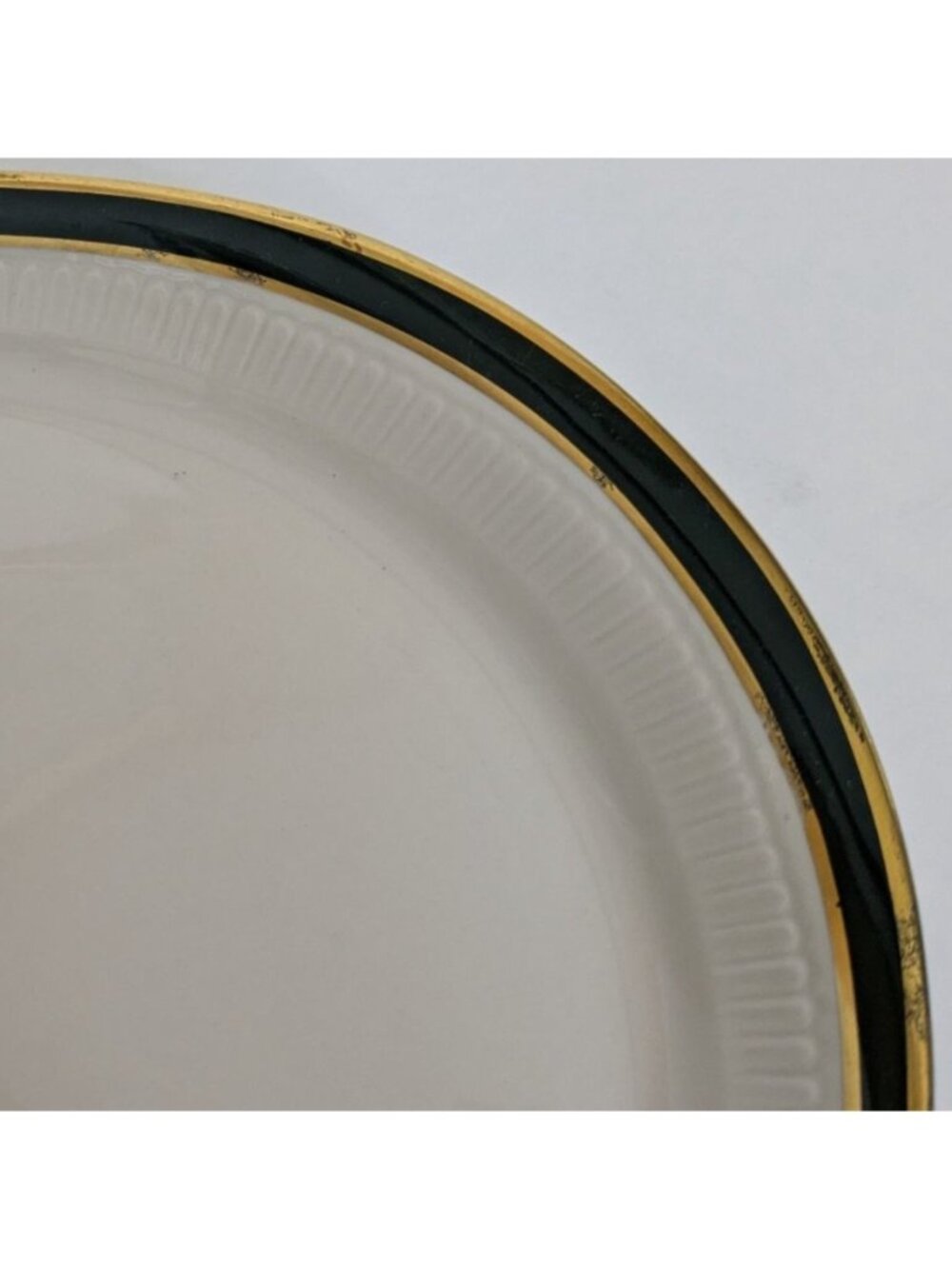 Syracuse China Oval Dinner Plate Black Green Gold Trim Vintage Collectible Dish